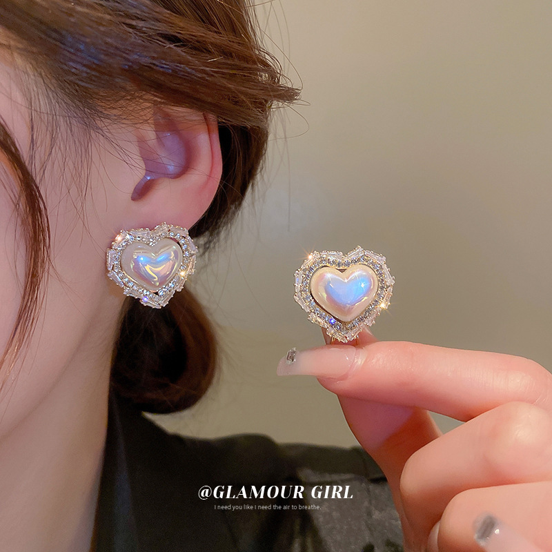 여성을위한 다이아몬드 진주 사랑의 하트 귀걸이 새로운 디자인 하이 엔드 럭셔리 귀걸이 2022 트렌드 우아한 여자 쥬얼리